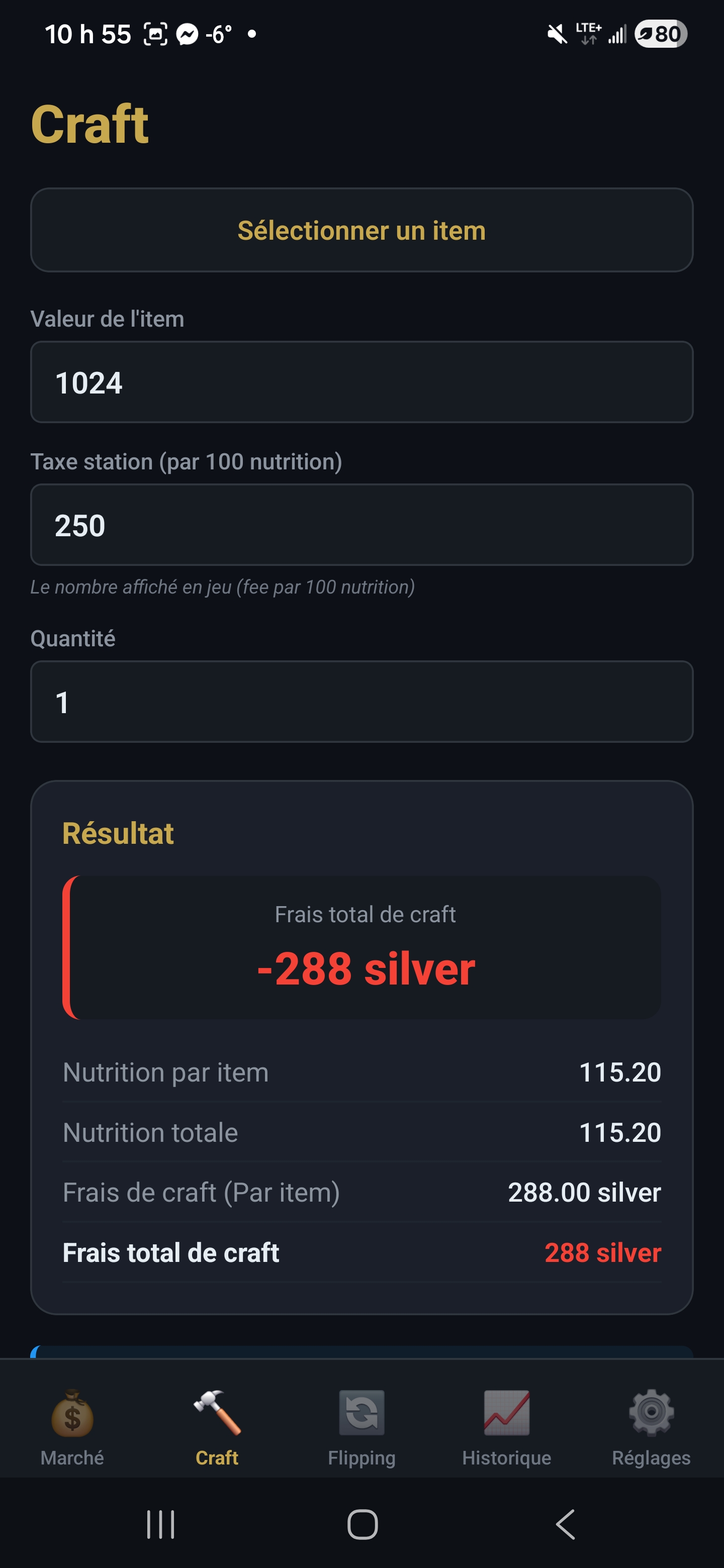 Calculateur de Craft